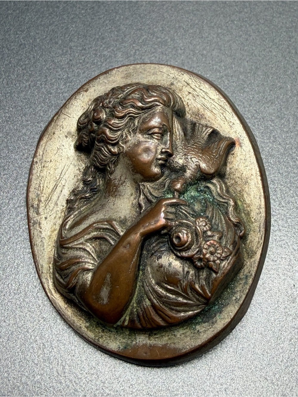 Victorian High Relief Metal Cameo #p05